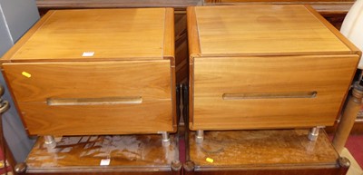 Lot 1146 - A pair of contemporary walnut low two-drawer...