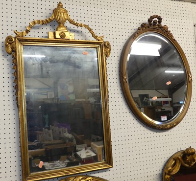 Lot 1168 - Three various gilt wood framed wall mirrors,...