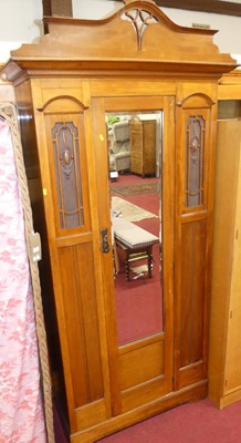 Lot 1202 - An Edwardian satin walnut single mirror door...