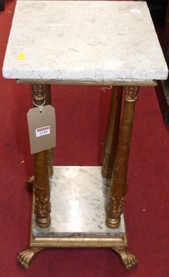 Lot 1218 - A French gilt wood and marble inset two-tier...