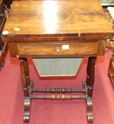 Lot 1219 - A mid-Victorian rosewood fold-over games table,...