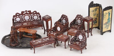 Lot 635 - A collection of Chinese dolls house furniture...