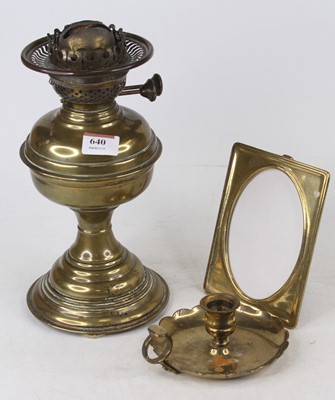 Lot 640 - An early 20th century brass oil lamp (lacking...