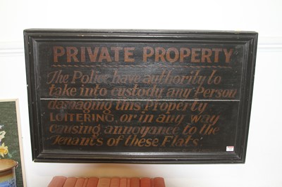 Lot 769 - A vintage wooden sign inscribed 'Private...