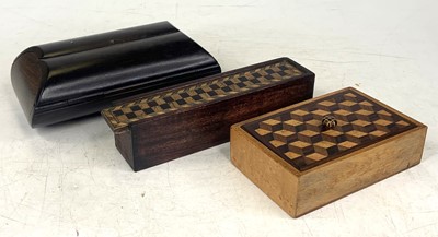 Lot 591 - A Victorian Tunbridge ware box and cover, w.10....