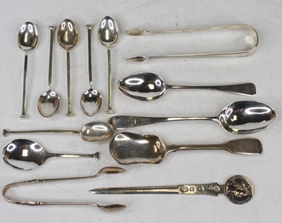 Lot 355 - Assorted silver flatware, to include coffee...