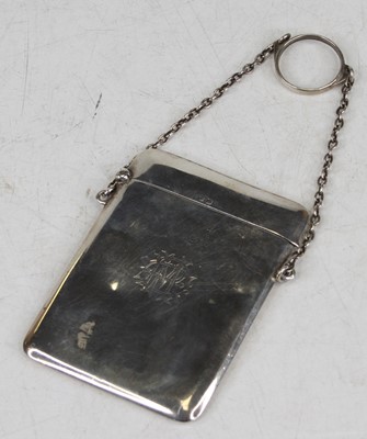 Lot 363 - A George V plain silver card case on chain,...