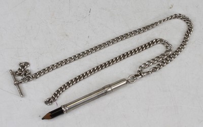 Lot 365 - A silver curblink double watch chain with...