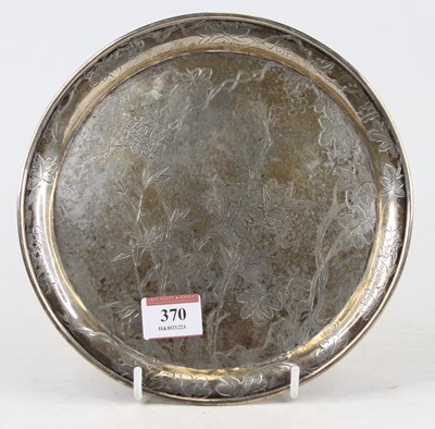 Lot 370 - A Chinese silver plate, having a raised rim,...