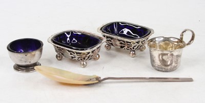 Lot 377 - A pair of silver table salts, each of pierced...