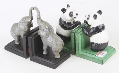 Lot 651 - A pair of novelty painted cast iron bookends,...