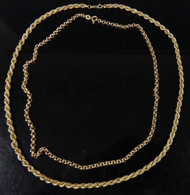 Lot 395 - A modern 9ct gold ropetwist necklace, 50cm;...