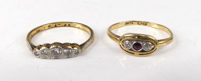 Lot 403 - An 18ct gold diamond five-stone ring, arranged...