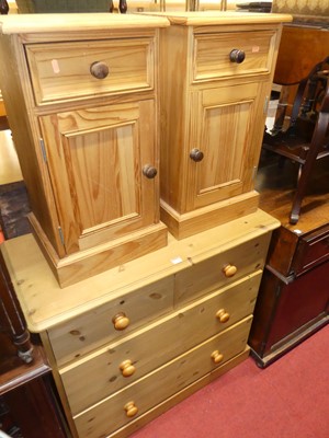 Lot 1243 - A contemporary pine round cornered chest of...