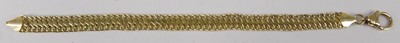 Lot 426 - A continental 14ct gold flat curblink bracelet,...