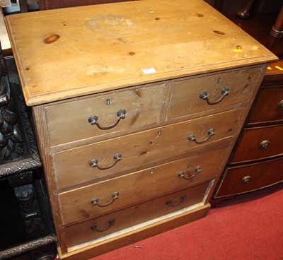 Lot 1267 - A late 19th century pine square front chest of...