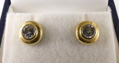 Lot 435 - A pair of contemporary 18ct gold and diamond...