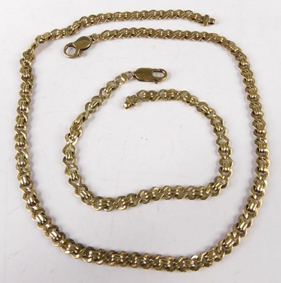 Lot 440 - A modern 9ct gold fancylink necklace, 44cm;...