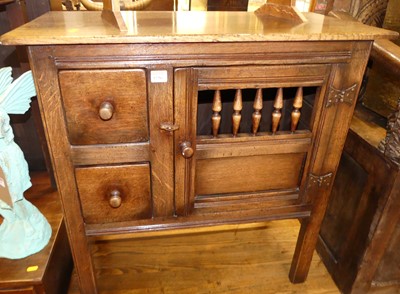 Lot 1296 - A contemporary joined oak low food cupboard,...