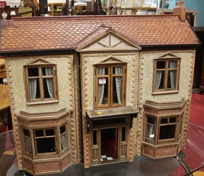 Lot 1315 - An antique painted two-storey dolls house, the...