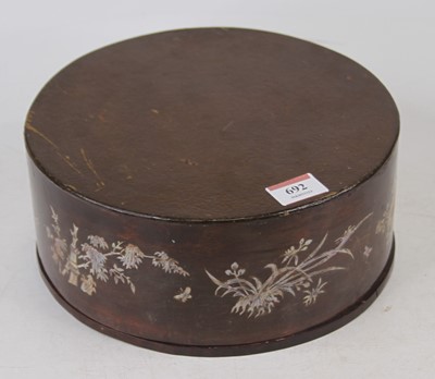 Lot 692 - A Japanese stained wooden and mother of pearl...