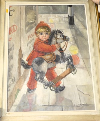 Lot 1024 - Alice R. Kendal - The toy horse, oil on canvas,...