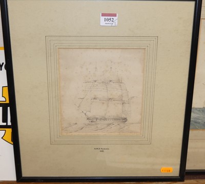 Lot 1052 - Mid-19th century English school - HMS Pembroke...