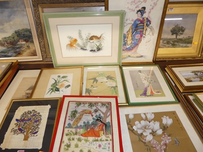 Lot 1065 - Mixed lot to include Japanese silkwork prints,...