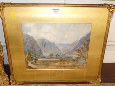 Lot 1070 - T. Creswick - A mountain loch scene,...