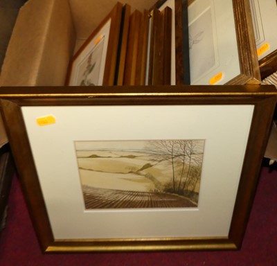 Lot 1077 - A box of assorted prints, to include botanical...