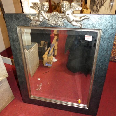 Lot 1080 - A reproduction silvered framed and bevelled...