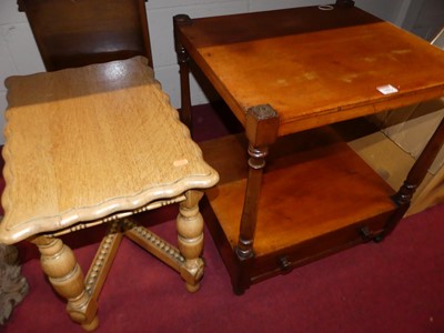 Lot 1086 - An oak occasional table, mahogany two-tier...