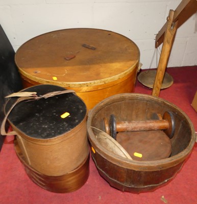 Lot 1093 - Assorted baskets, to include coopered oak...