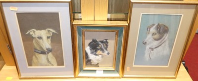 Lot 1115 - Mabel Pert - Pair; Dog study, pastels, 25 x...