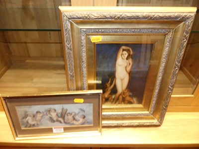 Lot 1122 - A reproduction allegorical study in oil...