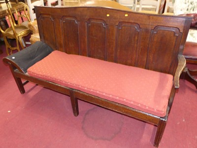 Lot 1338 - An antique joined oak five panelled settle,...