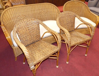 Lot 1341 - A wicker two-piece conservatory suite,...