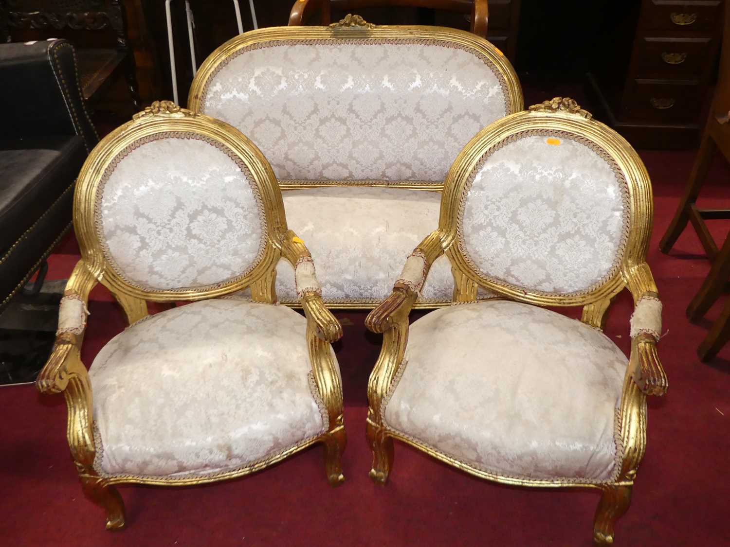 Lot 1381 - A French gilt wood three-piece child's salon...