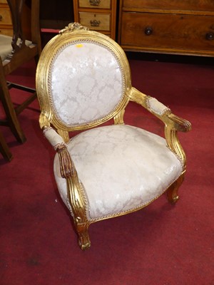 Lot 1381 - A French gilt wood three-piece child's salon...