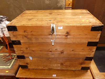 Lot 1367 - A rustic planked pine and metal bound hinge...