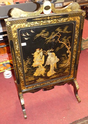 Lot 1377 - An early 20th century Japanese black lacquered...