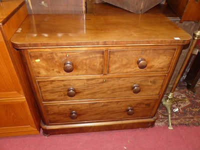 Lot 1383 - A mid-Victorian mahogany round cornered chest...