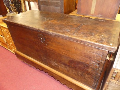 Lot 1398 - An 18th century rustic oak and elm hinge top...