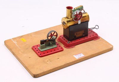 Lot 146 - Mamod SE1 Engine housed on wooden board with...
