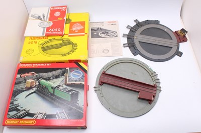 Lot 617 - Four Turntables: two Hornby electric and one...