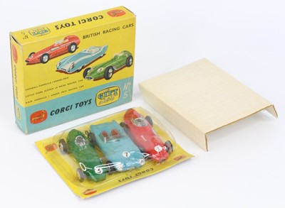 Lot 1025 - Corgi Toys gift set No. 5 British Racing Cars...