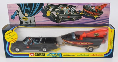 Lot 1086 - Corgi gift set No. 3 Batmobile and Batboat...