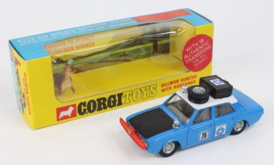 Lot 1102 - Corgi Toys, 302 Hillman Hunter Rally, blue...