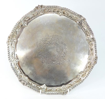 Lot 1183 - A Victorian silver salver, of shaped circular...