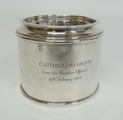 Lot 1201 - A George V silver jar and cover, of plain...